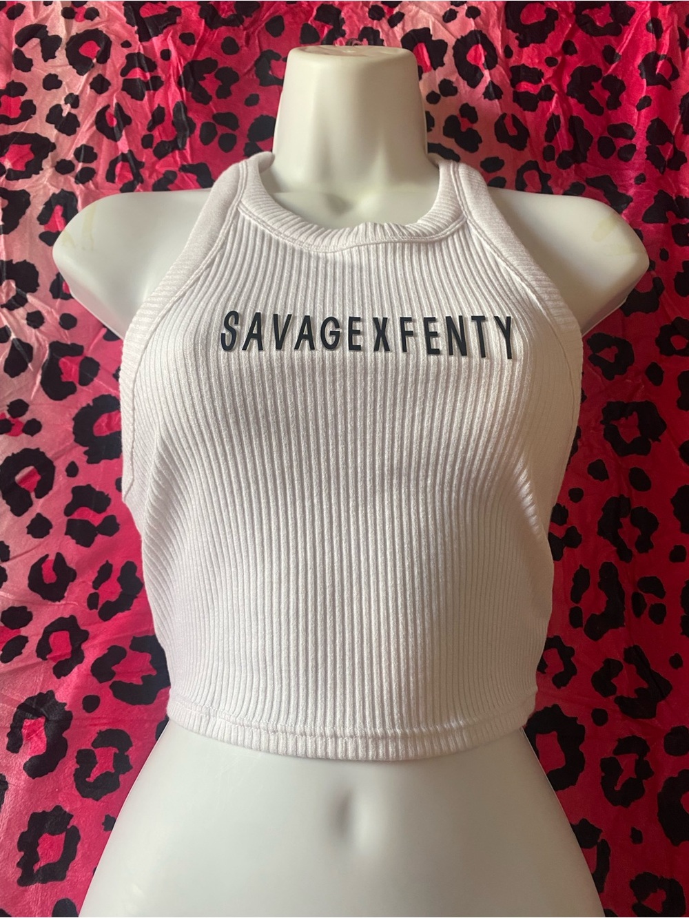 Savage X Fenty Woman’s White Ribbed Tank Top Size Large